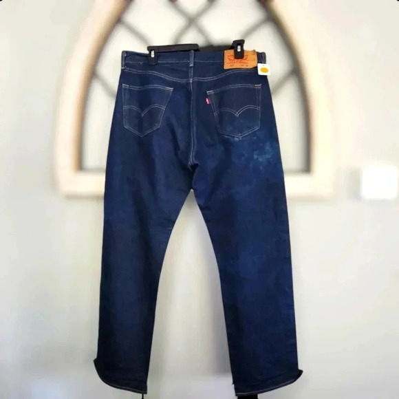 Levi's 501 Dark Wash Straight Leg Button Fly Denim Jeans Size 36x32 - Picture 3 of 6